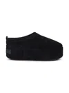 Balenciaga Suede Mules With Rounded Toe And Elevated Platform Sole In Black