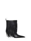 Balenciaga Avenue Fringe Ankle Boots Pointed Toe Pull Tab In Black