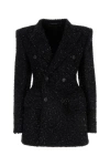 Balenciaga Women's Tweed Button Up Jacket In Black