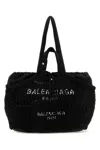 Balenciaga Black Canvas And Mesh Medium 24/7 Shopping Bag In Black