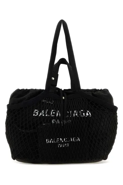 BALENCIAGA BALENCIAGA WOMEN BLACK CANVAS AND MESH MEDIUM 24/7 SHOPPING BAG