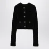 Balenciaga Women's Black Cotton Blend Tweed Cropped Cardigan In Black