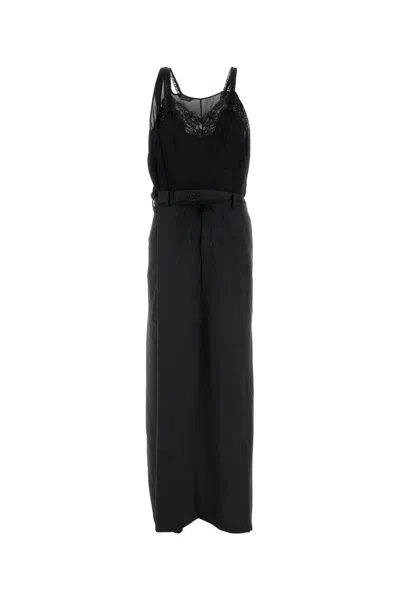 Balenciaga Women Black Georgette And Jersey Patched Slip Dress
