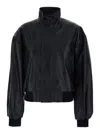 Balenciaga Women Black Jacket With Dropped Shoulders And High Neck In Leather Woman In Black