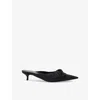 BALENCIAGA BALENCIAGA WOMEN'S BLACK KNIFE BOW-EMBELLISHED COTTON MULES