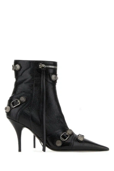 BALENCIAGA BALENCIAGA WOMEN BLACK LEATHER CAGOLE ANKLE BOOTS