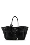 Balenciaga Women Black Leather Carry All Bel Air Shopping Bag