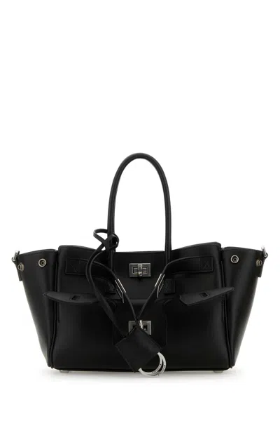 Balenciaga Women Black Leather Carry All Bel Air Shopping Bag