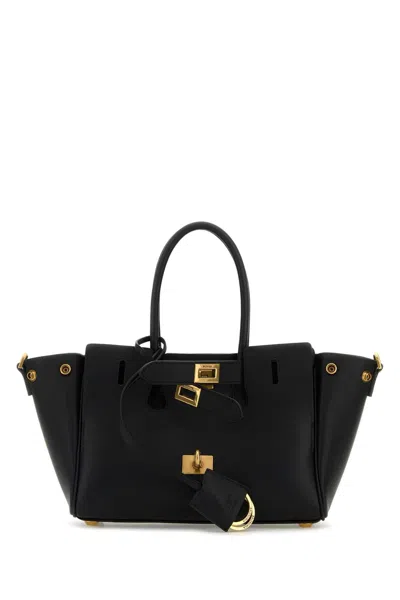 Balenciaga Women Black Leather Carry All Bel Air Shopping Bag