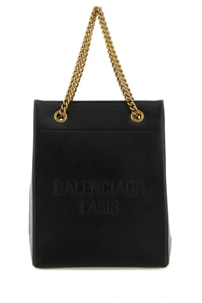 Balenciaga Leather Chain Handle Shoulder Bag In Black
