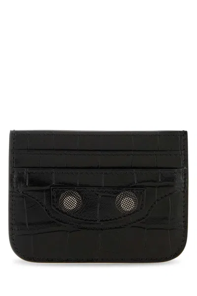 Balenciaga Women Black Leather Le Cagole Card Holder