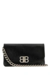 Balenciaga Women Black Leather Medium Bb Soft Flap Clutch In Black