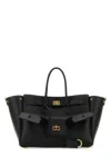 Balenciaga Women Black Leather Medium Carry All Bel Air Shopping Bag