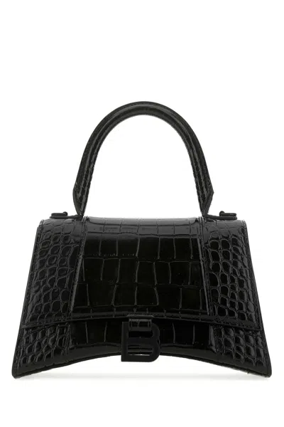 Balenciaga Women Black Leather Small Hourglass Handbag