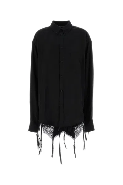 Balenciaga Women Black Lyocell Oversize Shirt