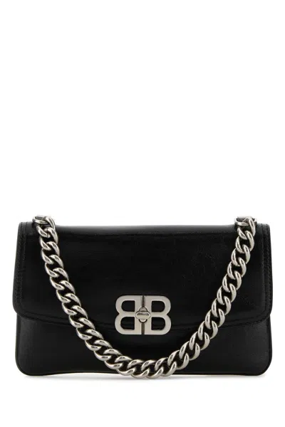 Balenciaga Women Black Nappa Leather Bb Soft Phone Holder