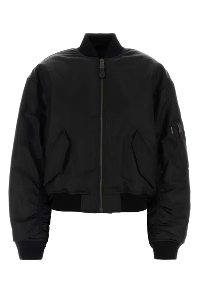 Balenciaga Women Black Nylon Bomber Jacket In Multi