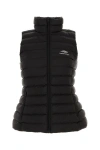 Balenciaga Sleeveless Quilted High Neck Jacket In Black