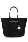 Balenciaga Large Structured Raffia Shopping Bag In Black