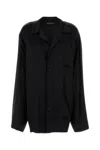 Balenciaga Black Satin Oversize Shirt In Black