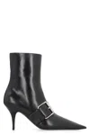 Balenciaga Black Solid Pointed Toe Boots In Black