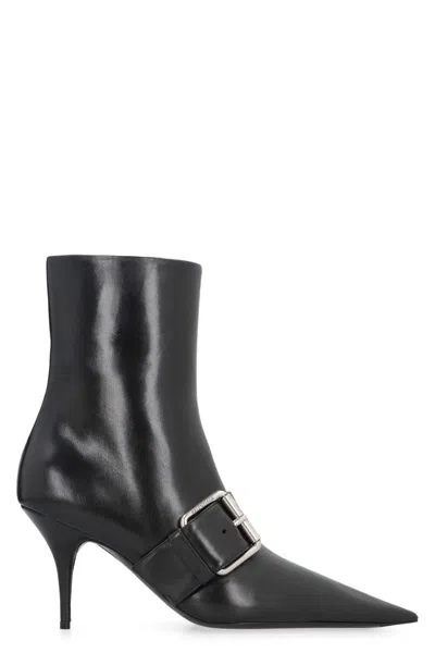 Balenciaga Black Solid Pointed Toe Boots