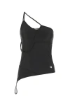 Balenciaga Asymmetric Strap-detail Tank Top In Black