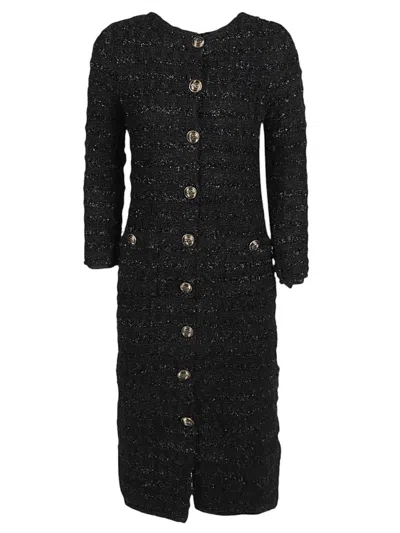Balenciaga Women Black Textured Midi Dress