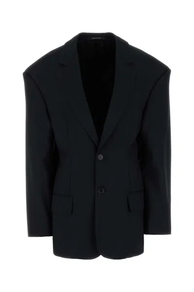 Balenciaga Women Black Twill Oversize Hourglass Blazer