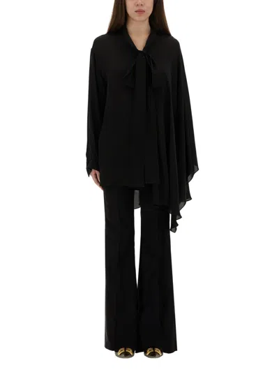 Balenciaga Asymmetric Silk Scarf Blouse In Animal Print