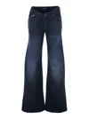 Balenciaga Women Blue Five-pocket Jeans With Curved Waist And Faded Effect In Cotton Woman In Blue