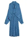 Balenciaga Midi Dress With Bow And Print In Blue