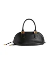 Balenciaga Mini Leather Bolero B Logo Zip Fastening Top Handle With Ring Detail In Black