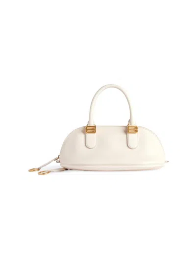 Balenciaga Mini Bolero B-logo Leather Tote Bag In White
