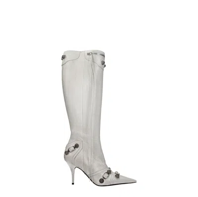 Balenciaga Women's Boots Gray Leather In White
