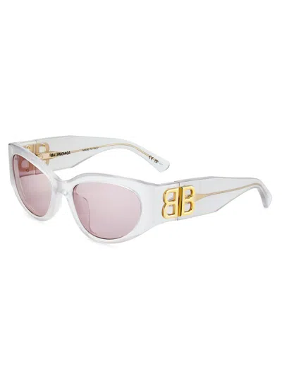 Balenciaga Women's Bossy 55mm Logo Oval Sunglasses In Metallic