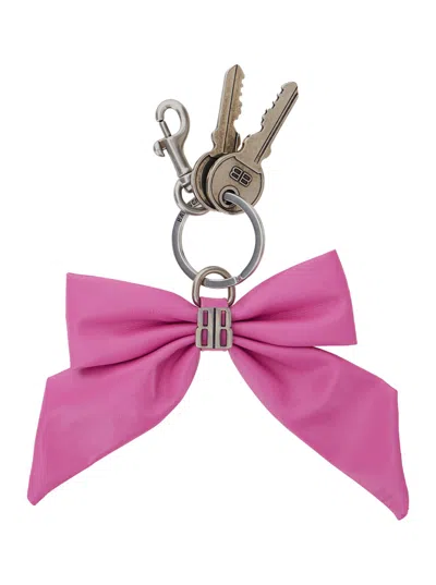 Balenciaga Women Pink Keyring With Key Charm And Bow Detail In Brass Woman In Multi
