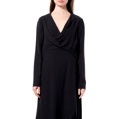 Balenciaga Draped Long-sleeve Gown In Black