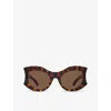 BALENCIAGA BALENCIAGA WOMENS BROWN BB0256S CAT-EYE TORTOISESHELL ACETATE SUNGLASSES