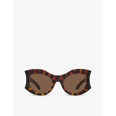 BALENCIAGA WOMENS BROWN BB0256S CAT-EYE TORTOISESHELL ACETATE SUNGLASSES