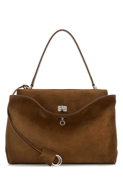 BALENCIAGA BALENCIAGA WOMEN BROWN SUEDE MEDIUM RODEO HANDBAG