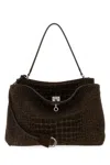 Balenciaga Women Brown Suede Rodeo Handbag In Brown