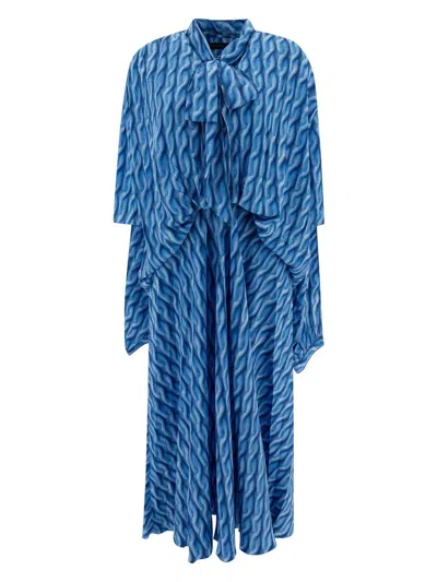 BALENCIAGA WOMEN'S CABLE KNIT PRINT MIDI DRESS