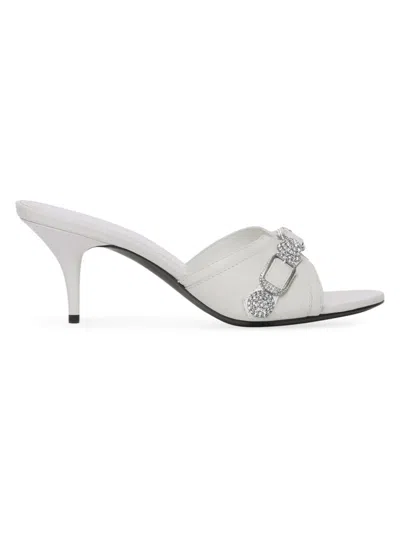 Balenciaga Women's Cagole 70mm Sandals With Rhinestones In White