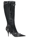Balenciaga Le Cagole Denim Print Leather Boots