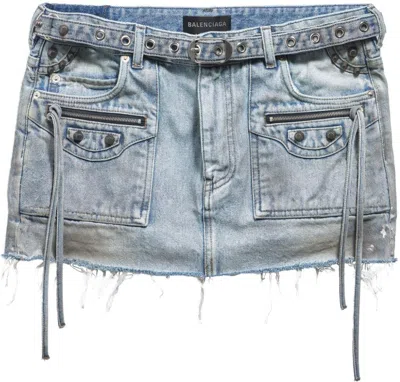 BALENCIAGA WOMEN'S CAGOLE DENIM MINI SKIRT