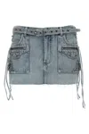 Balenciaga Studded Denim Cagole Mini Skirt In Blue
