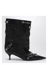 Balenciaga Mid-calf Lambskin Boots With Metallic Accents In Black