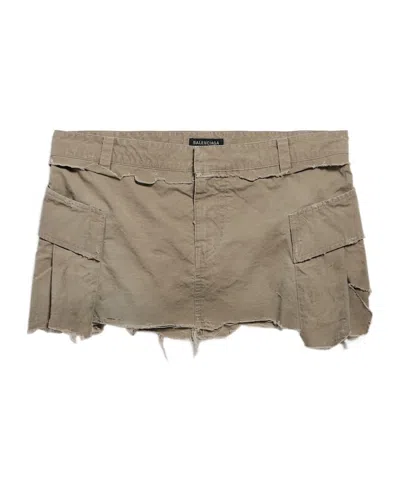 Balenciaga Women's Cargo Mini Skirt In Dark Beige