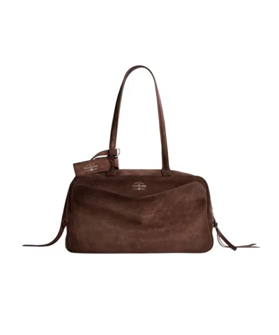 Balenciaga Brown Carrie Duffle Bag In Red